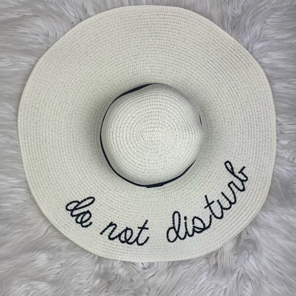 Oversize Floppy Straw Beach Do Not Disturb Hat - Picture 1 of 4